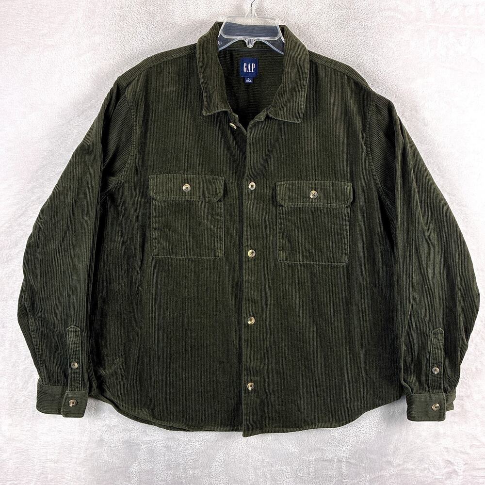 Gap Shirt Mens XL Green Corduroy Heavyweight Overshirt Preppy Old Money Y2K